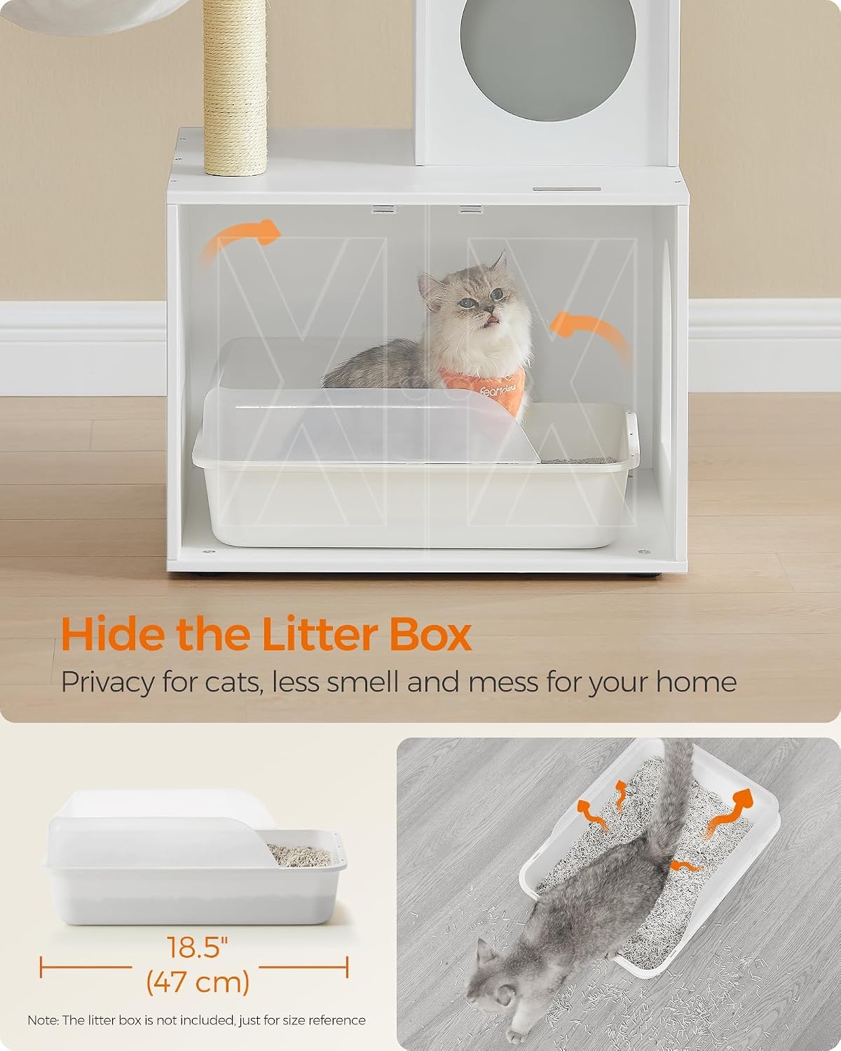 image:imageFeandrea Cat Tree with Litter Box Enclosure 59Inch 2in1 CondoCloud White