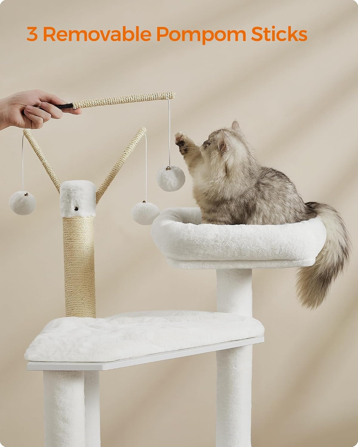 image:imageFeandrea Cat Tree with Litter Box Enclosure 59Inch 2in1 CondoCloud White