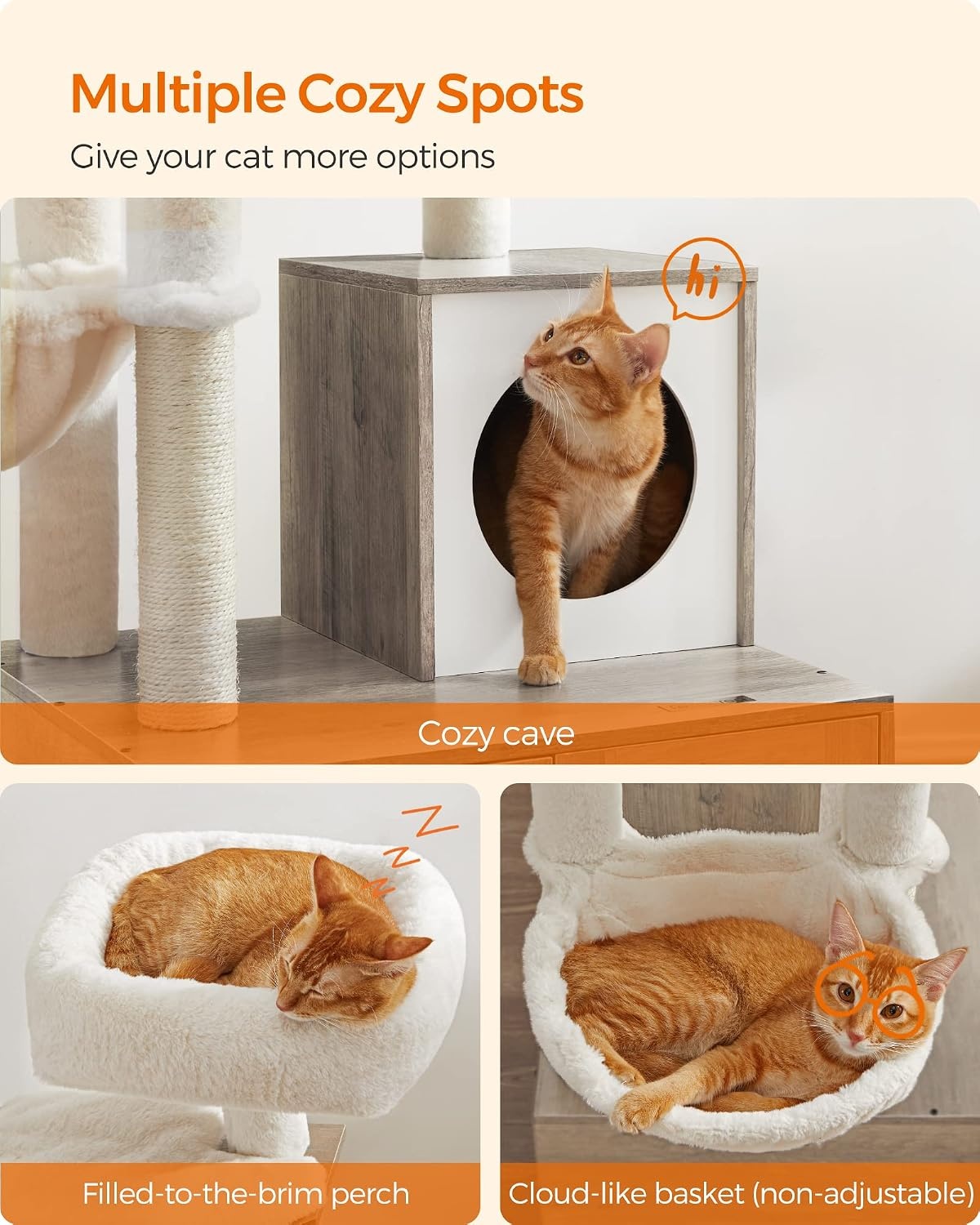 image:imageFeandrea Cat Tree with Litter Box Enclosure 59Inch 2in1 CondoGreige