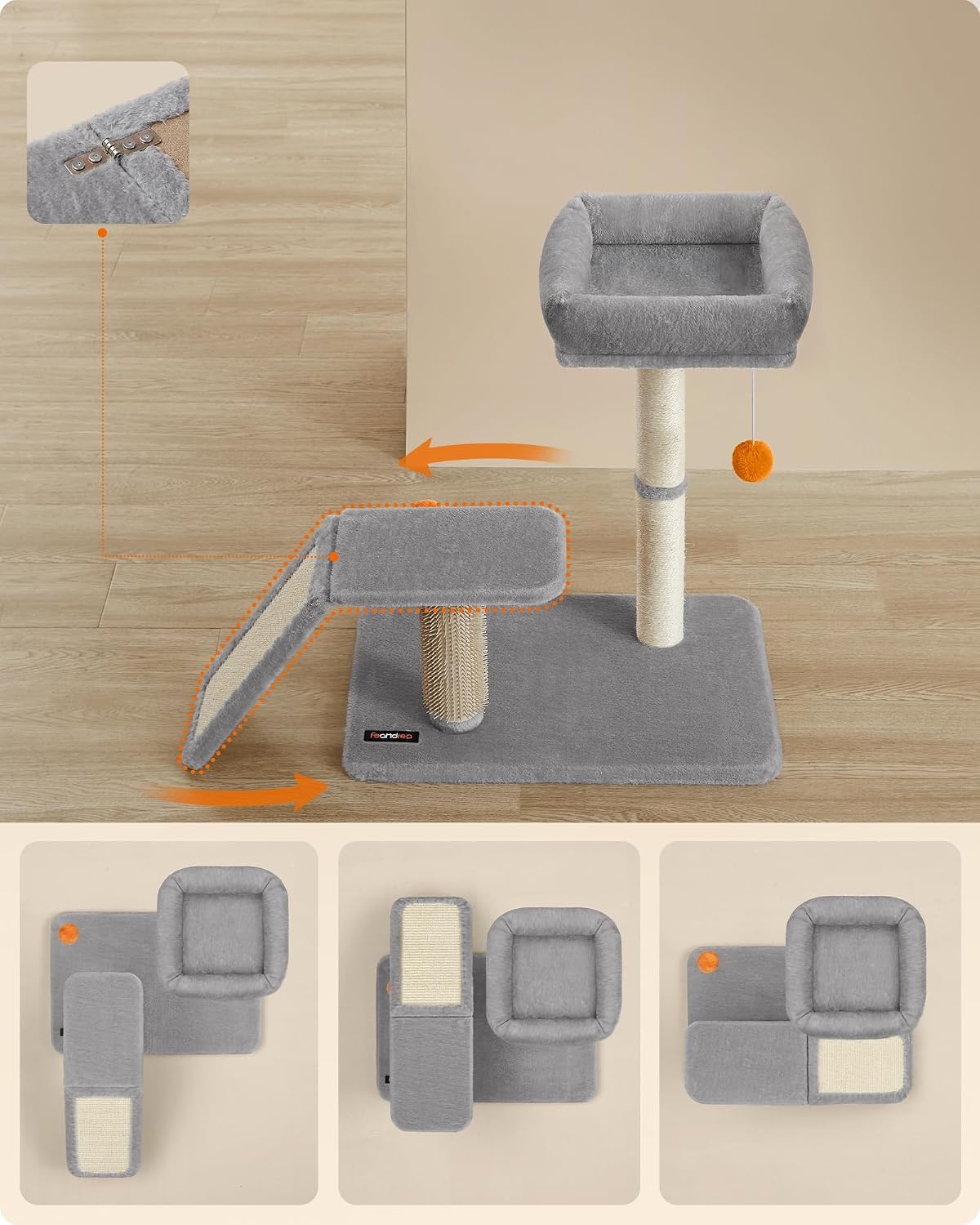 image:imageFeandrea Cat Scratching Post Small Cat Tree Tower with Self Groomer Brush