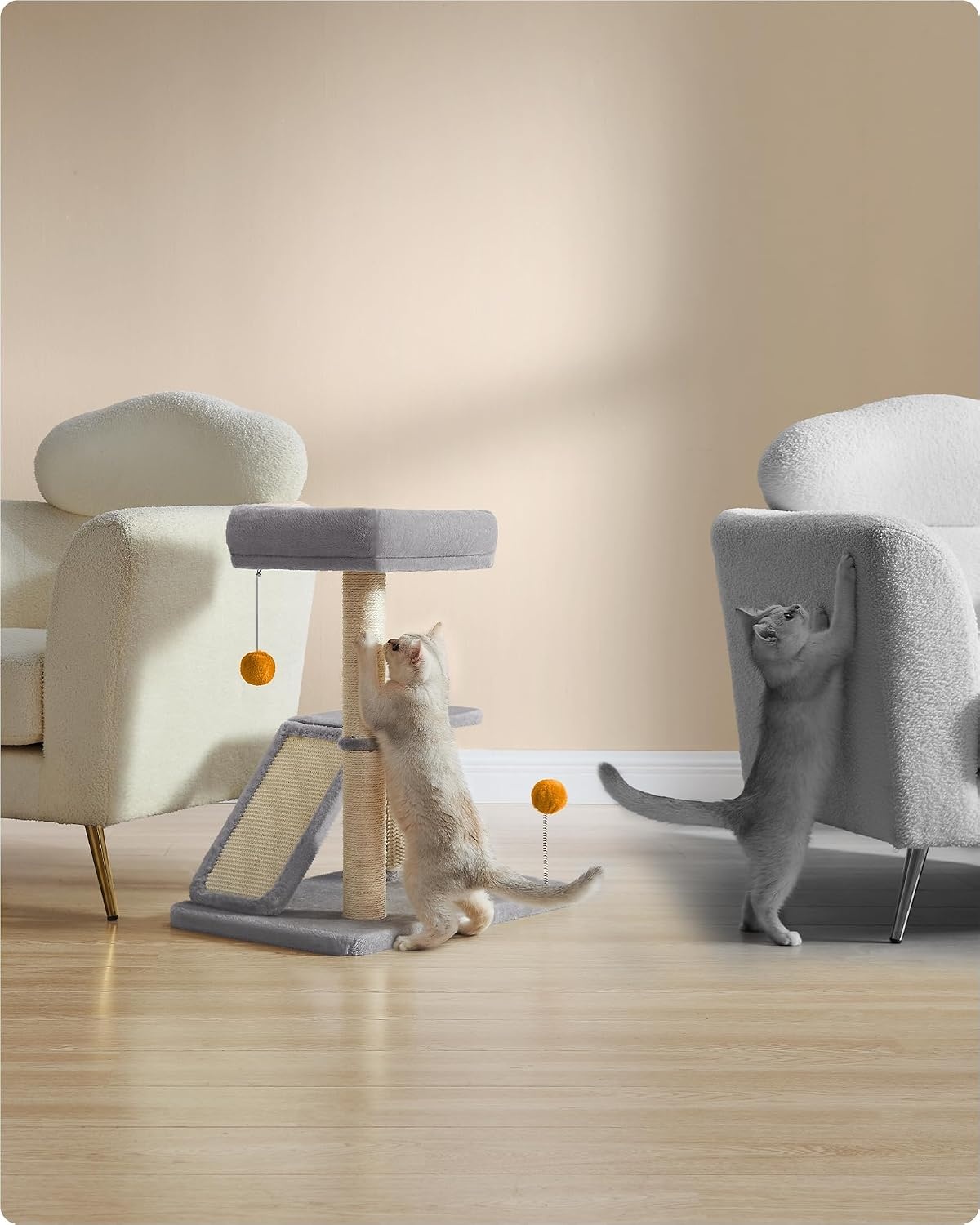 image:imageFeandrea Cat Scratching Post Small Cat Tree Tower with Self Groomer Brush