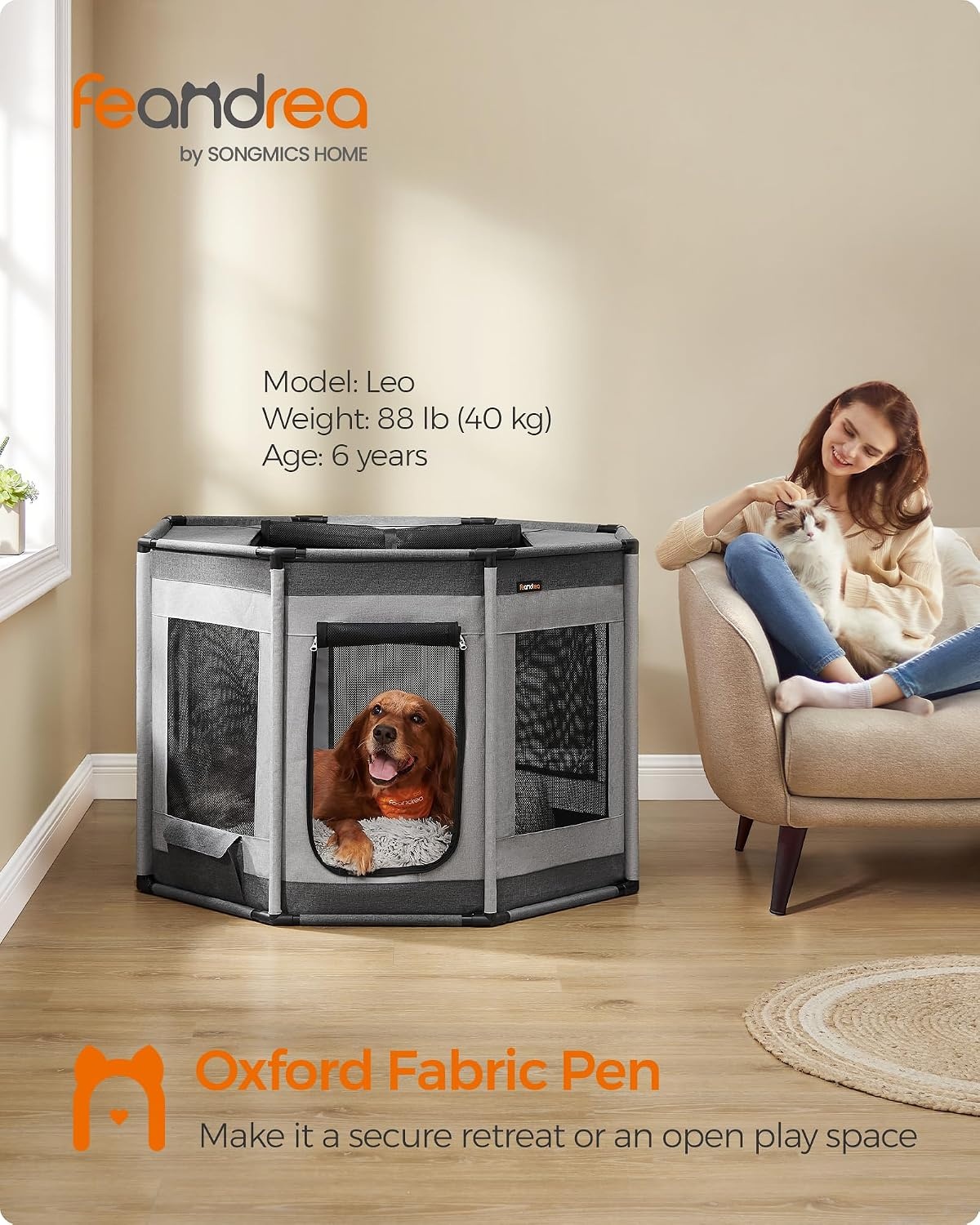 image:imageFeandrea Dog Playpen Oxford Fabric Octagon XL 441 x 441 x 30 Inches