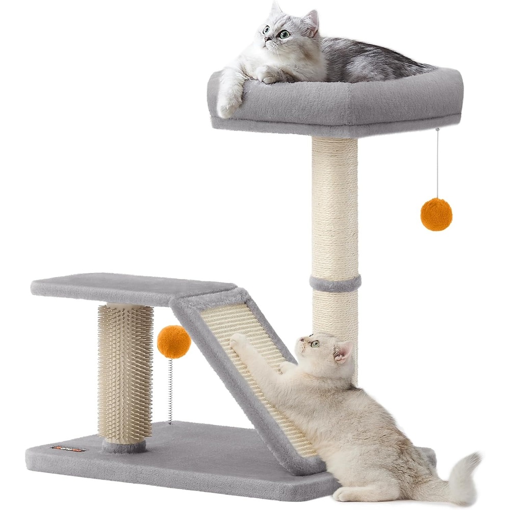 image:imageFeandrea Cat Scratching Post Small Cat Tree Tower with Self Groomer Brush