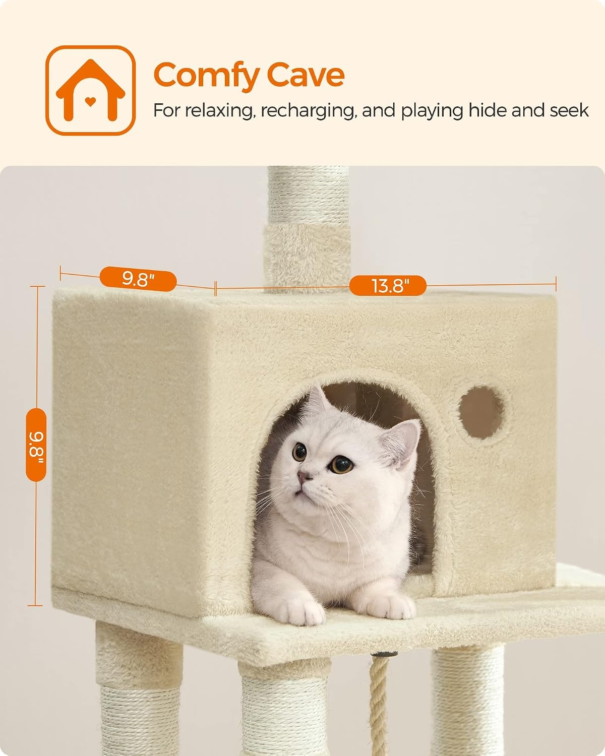 image:imageFeandrea Cat Tree 441Inch MultiLevel Tower 11 Scratching PostsBeige