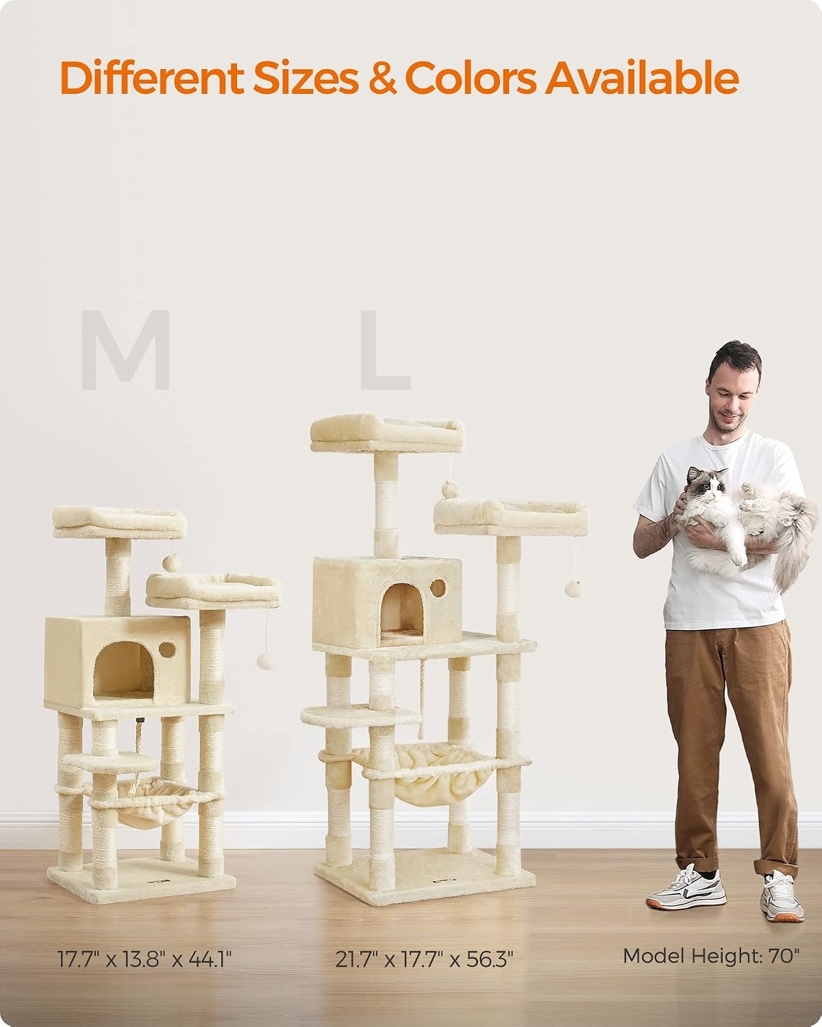 image:imageFeandrea Cat Tree 441Inch MultiLevel Tower 11 Scratching PostsBeige