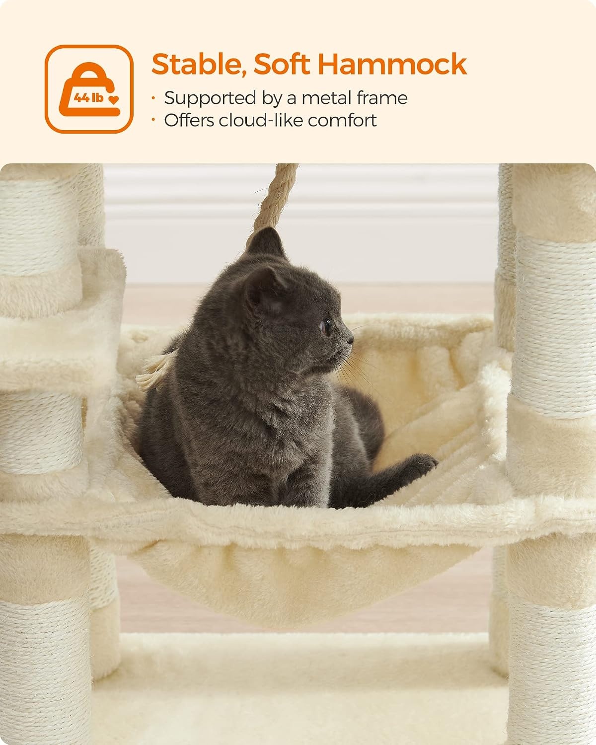 image:imageFeandrea Cat Tree 441Inch MultiLevel Tower 11 Scratching PostsBeige
