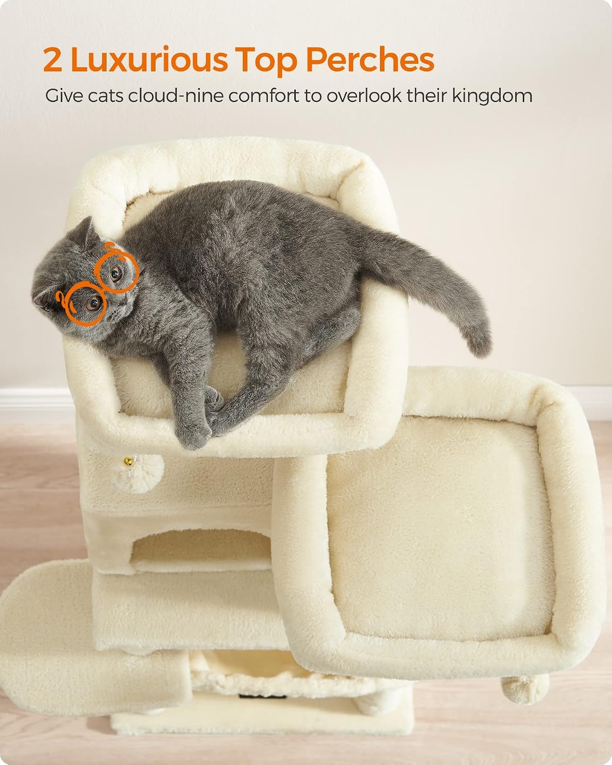 image:imageFeandrea Cat Tree 441Inch MultiLevel Tower 11 Scratching PostsBeige