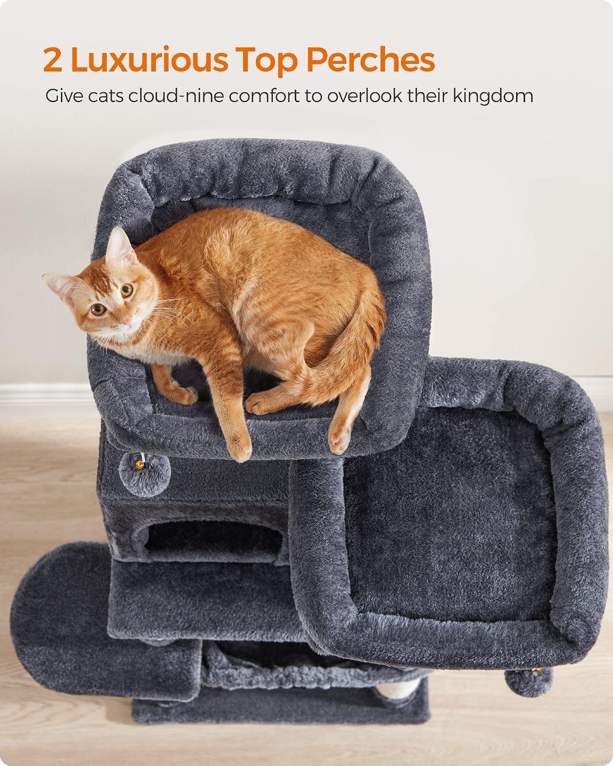 image:imageFeandrea Cat Tree 441Inch MultiLevel Tower 11 Scratching PostsSmoky Gray