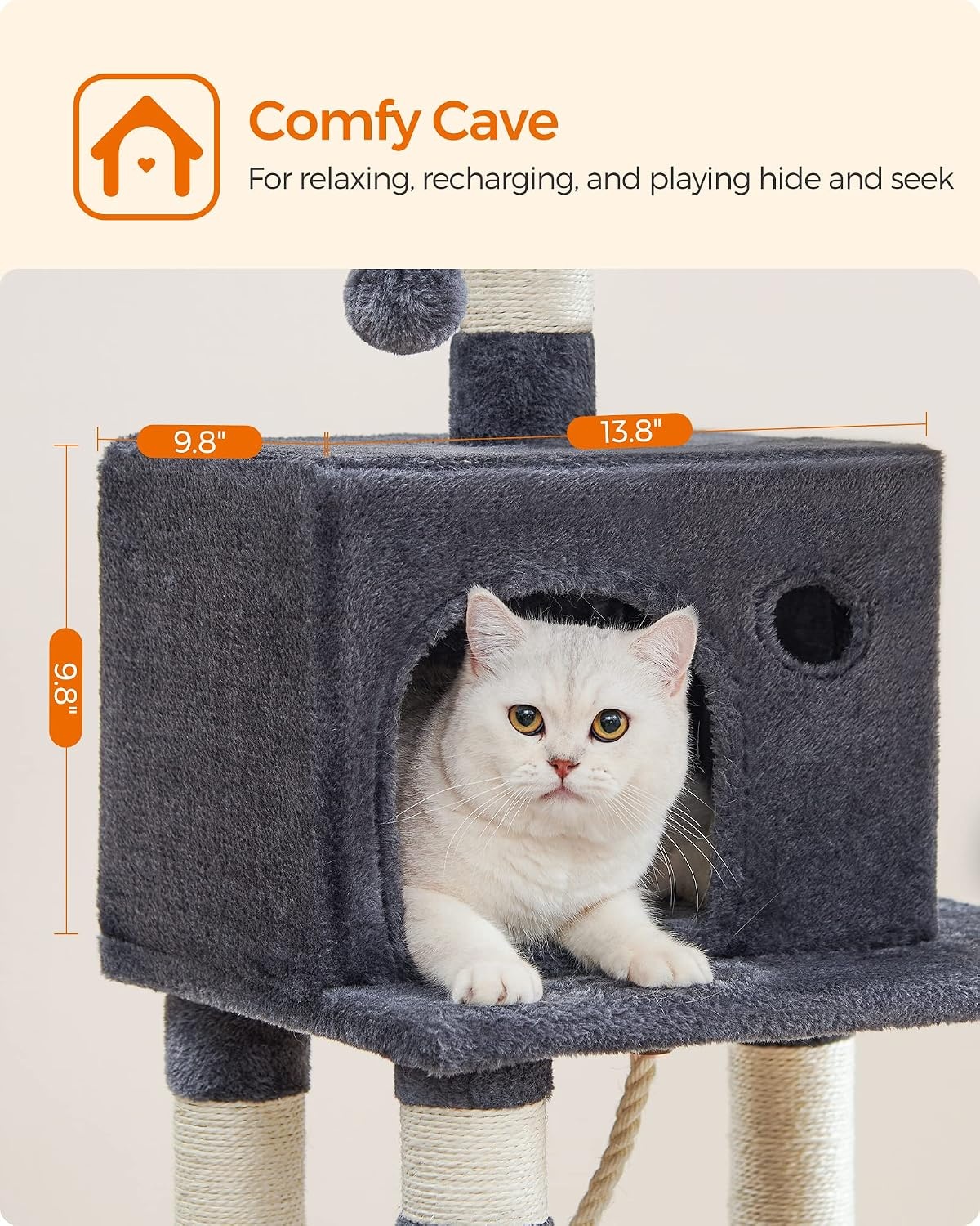 image:imageFeandrea Cat Tree 441Inch MultiLevel Tower 11 Scratching PostsSmoky Gray