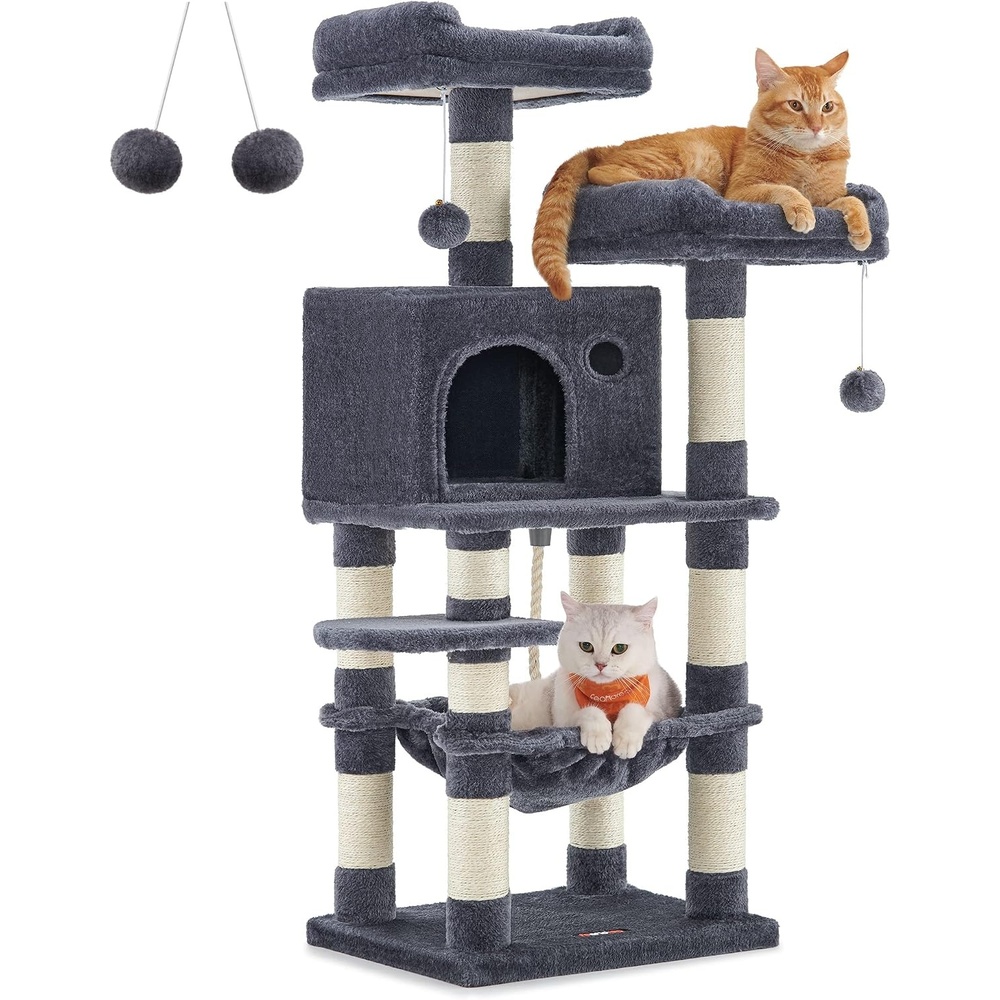 image:imageFeandrea Cat Tree 441Inch MultiLevel Tower 11 Scratching PostsSmoky Gray