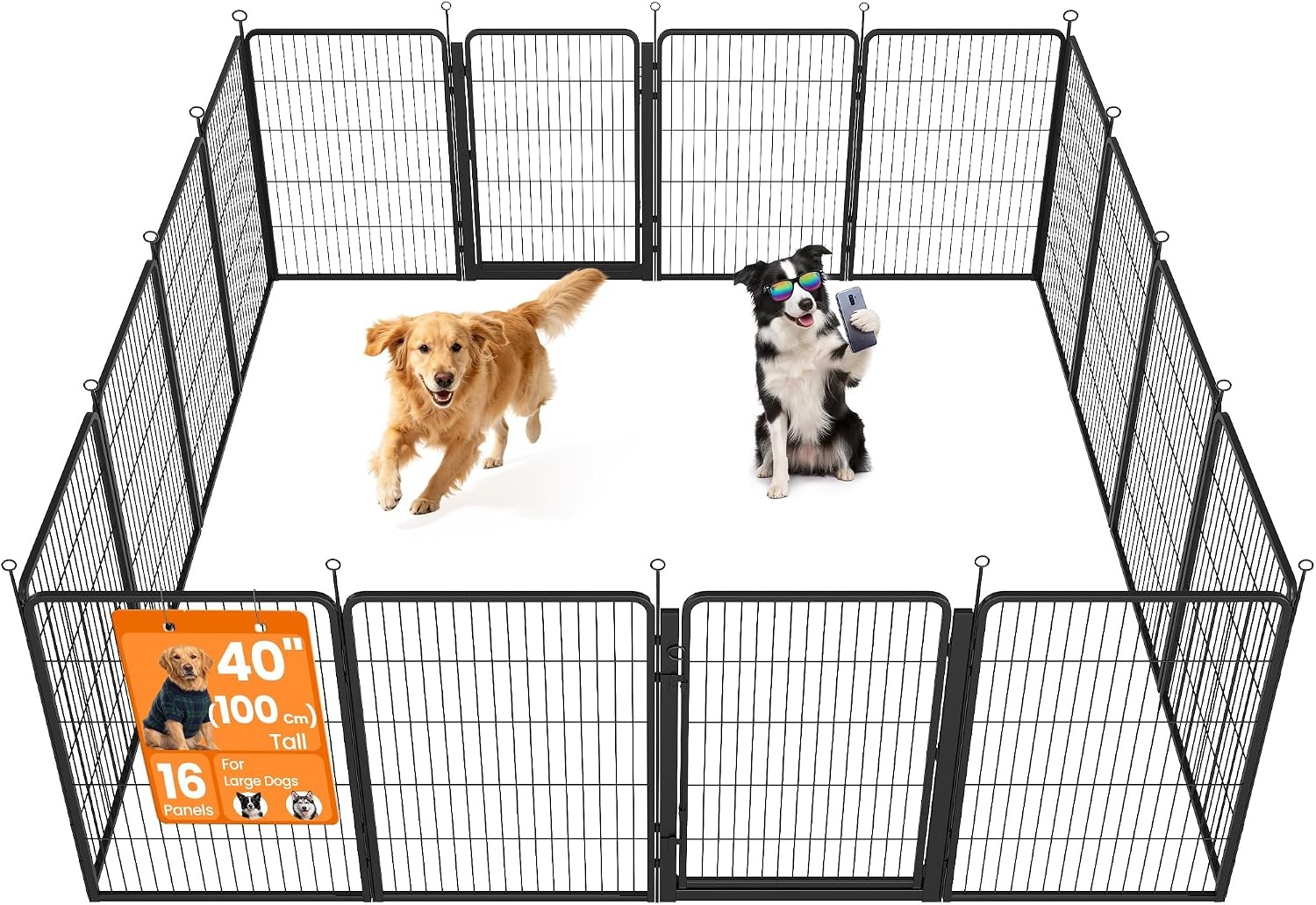image:imageFeandrea Dog Playpen Cover 55 x 55 x 04 Inch Papaya OrangeInk Black