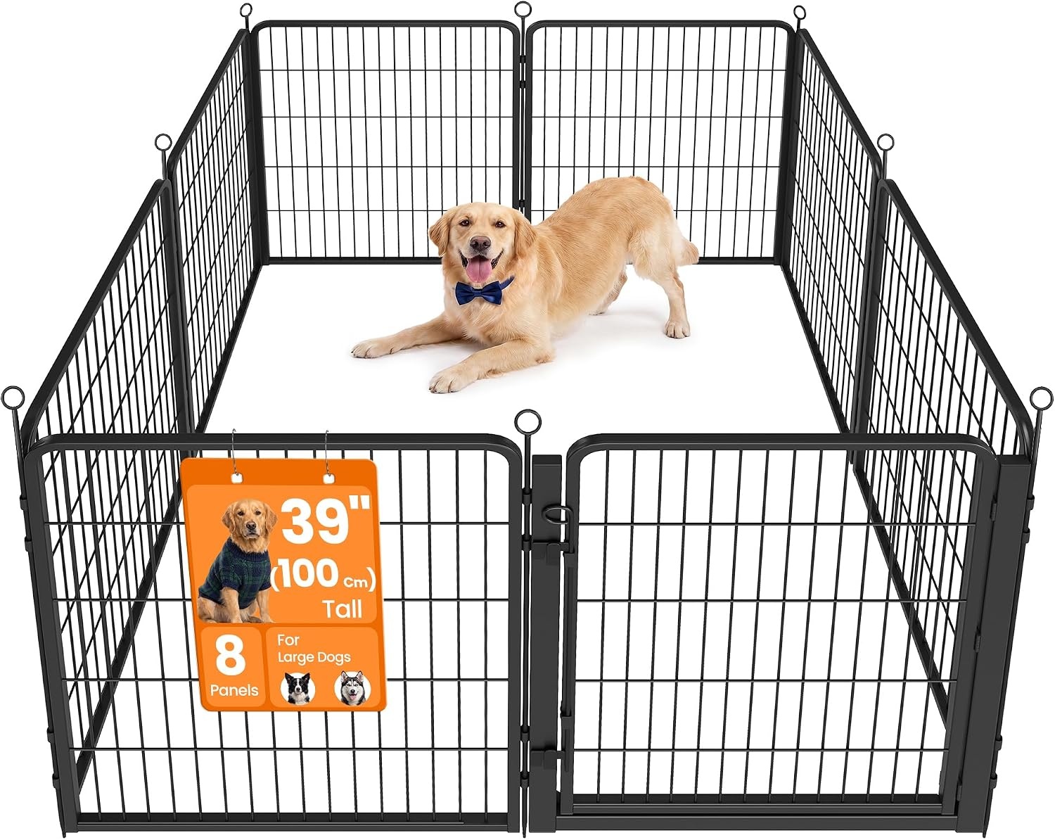 image:imageFeandrea Dog Playpen Cover 55 x 55 x 04 Inch Papaya OrangeInk Black