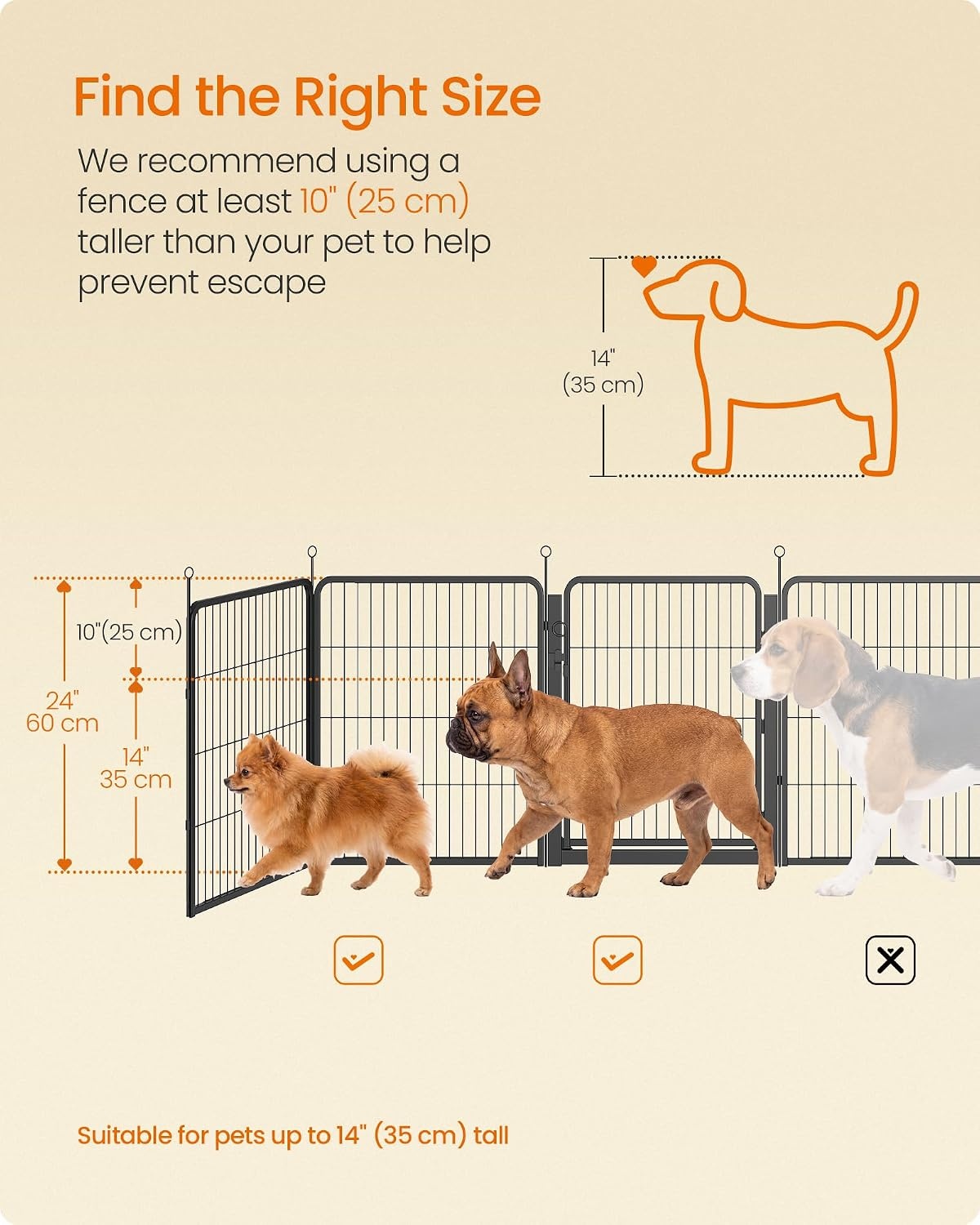 image:imageFeandrea Dog Playpen Cover 55 x 55 x 04 Inch Papaya OrangeInk Black