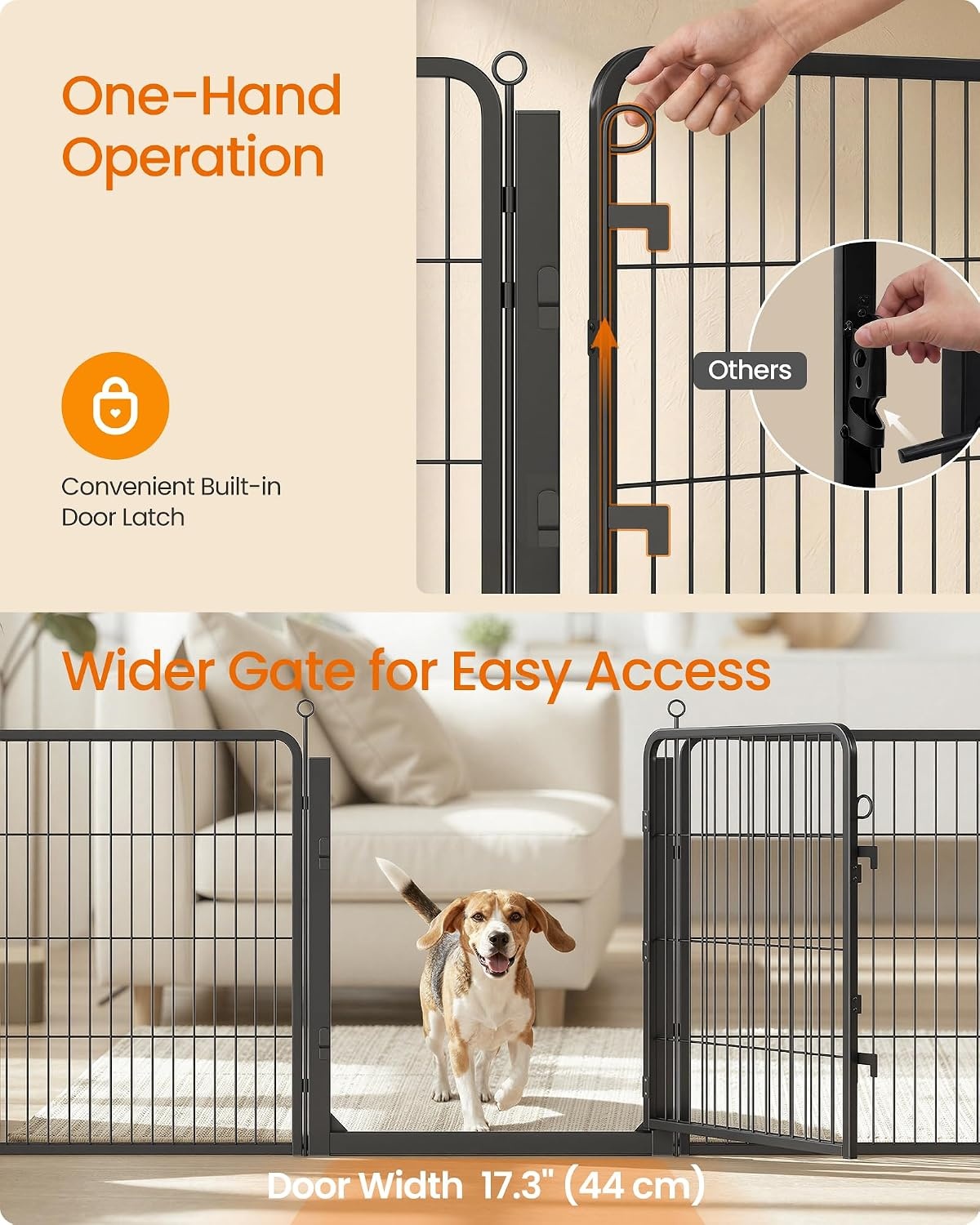 image:imageFeandrea Dog Playpen Cover 55 x 55 x 04 Inch Papaya OrangeInk Black