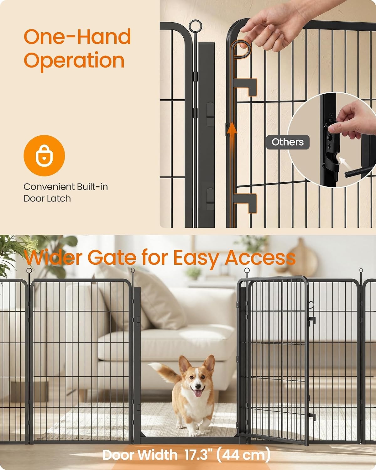 image:imageFeandrea Dog Playpen Cover 55 x 55 x 04 Inch Papaya OrangeInk Black