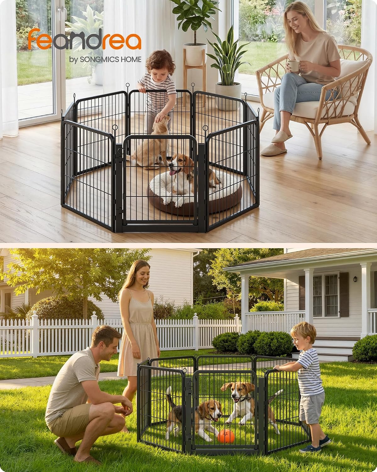 image:imageFeandrea Dog Playpen Cover 55 x 55 x 04 Inch Papaya OrangeInk Black