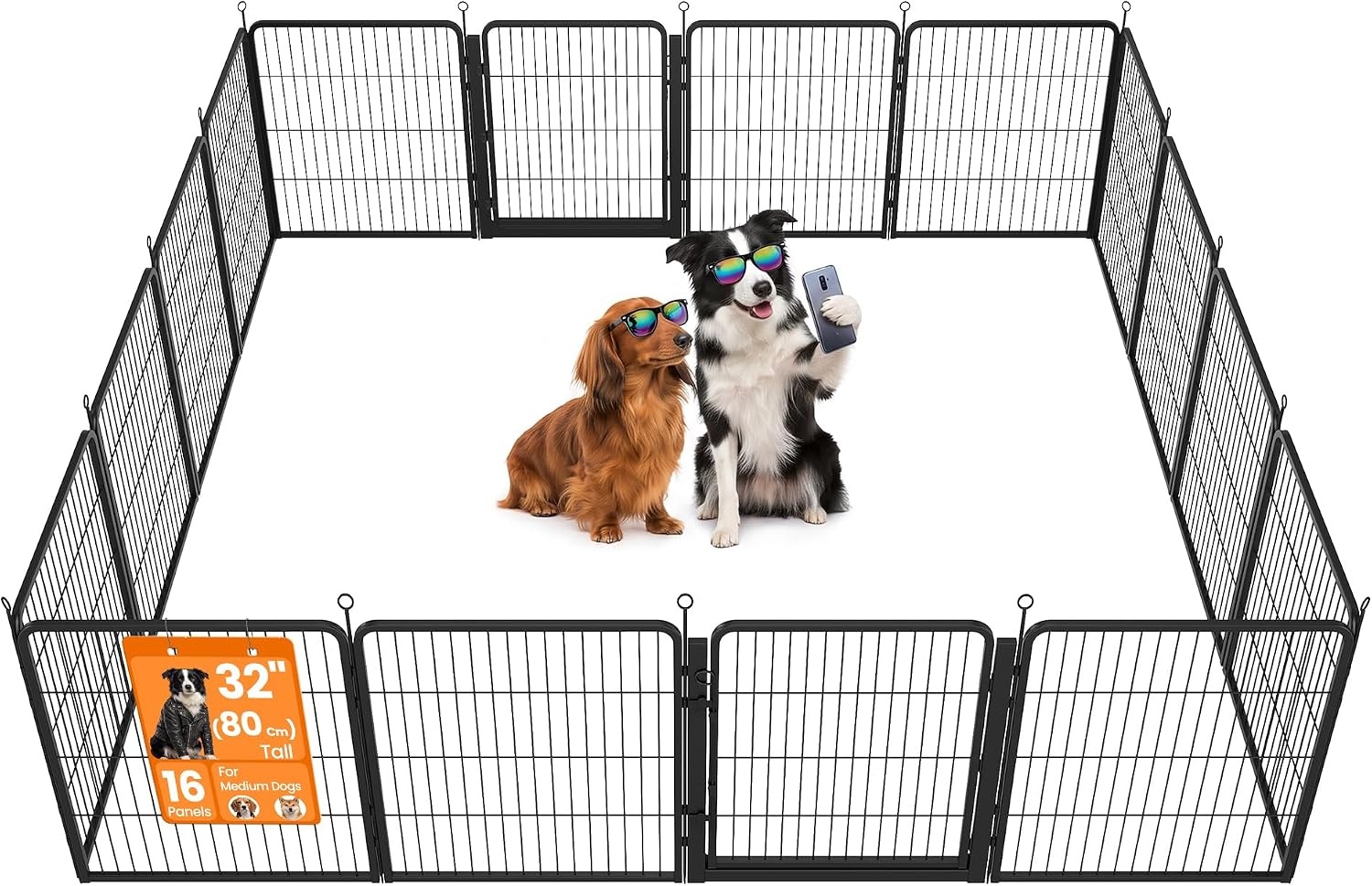image:imageFeandrea Dog Playpen Cover 55 x 55 x 04 Inch Papaya OrangeInk Black