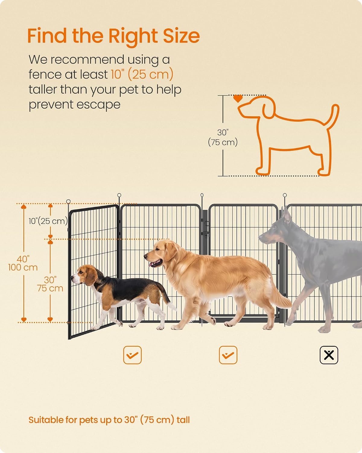 image:imageFeandrea Dog Playpen Cover 55 x 55 x 04 Inch Papaya OrangeInk Black