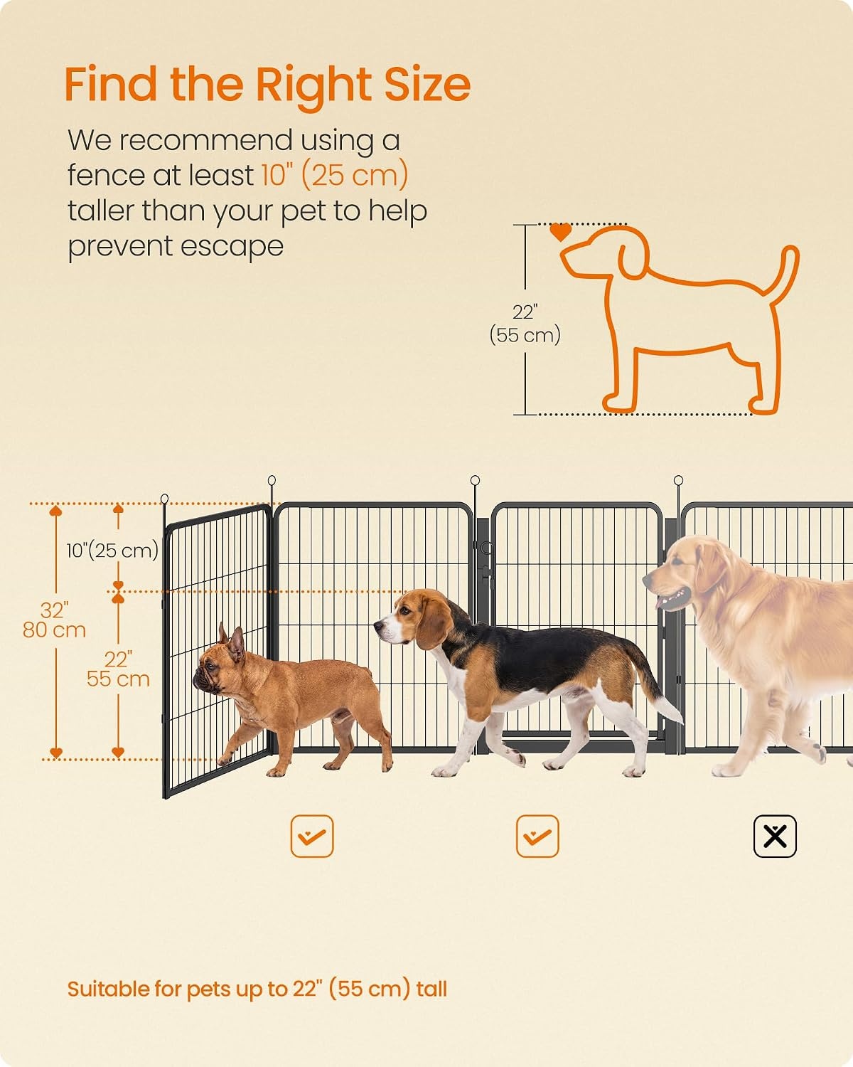 image:imageFeandrea Dog Playpen Cover 55 x 55 x 04 Inch Papaya OrangeInk Black