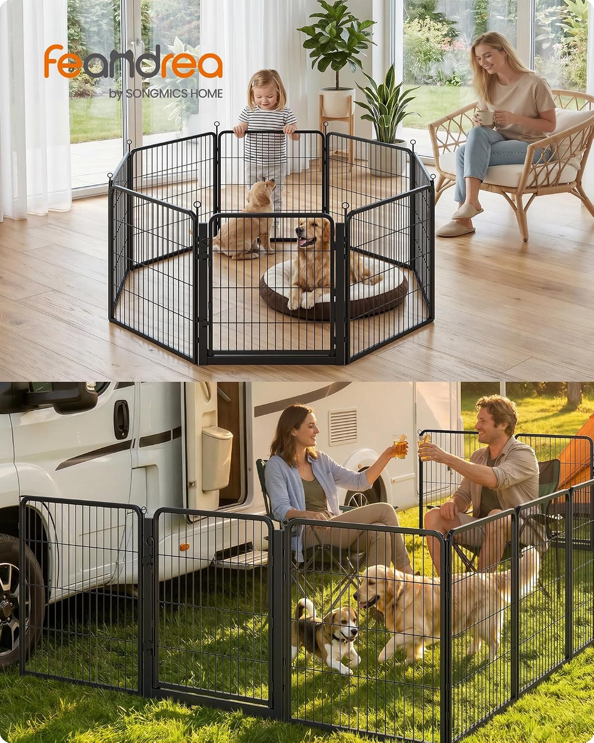 image:imageFeandrea Dog Playpen Cover 55 x 55 x 04 Inch Papaya OrangeMatte Black