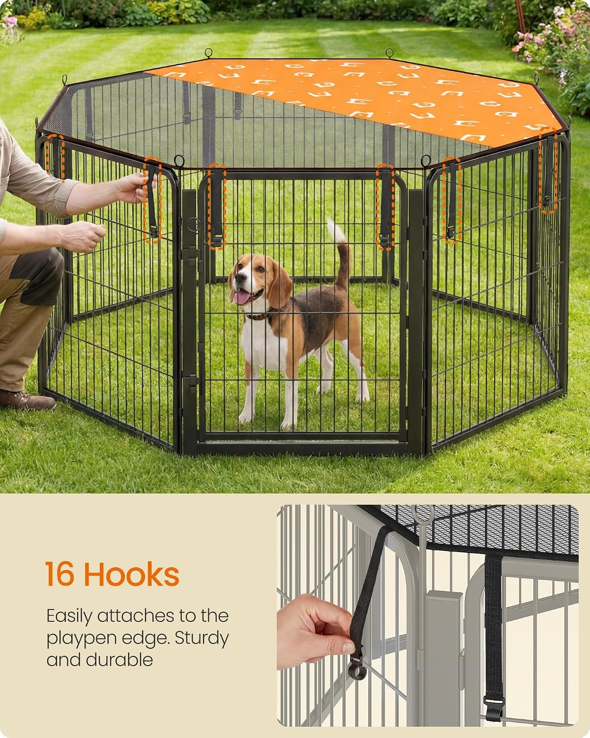 image:imageFeandrea Dog Playpen Cover 55 x 55 x 04 Inch Papaya OrangePapaya Orange